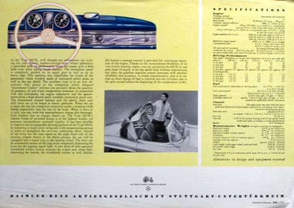 Mercedes-Benz 300 SL Roadster Coupe Modelprogram 1959 Carbrochure (0190)